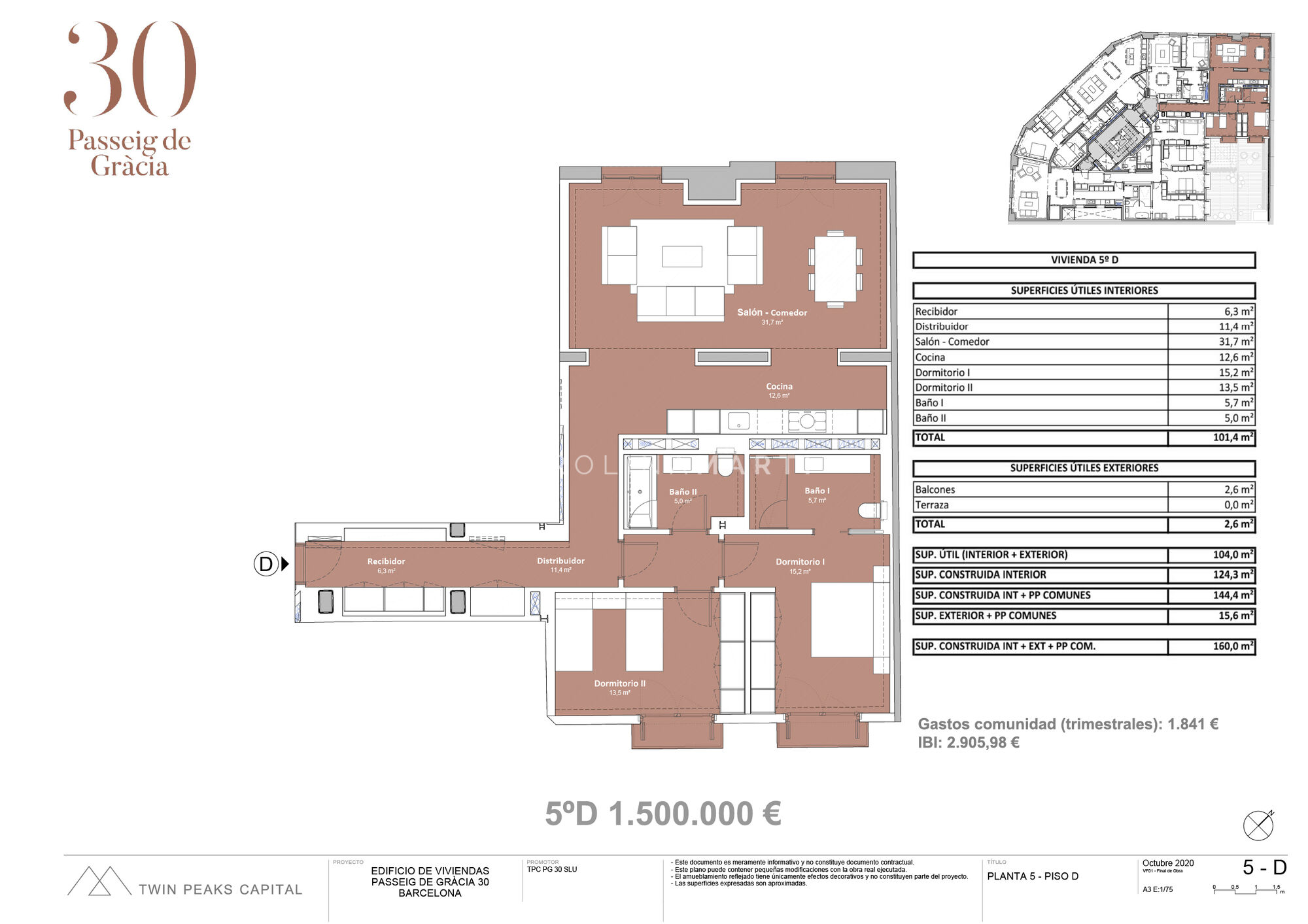 Piso en venta obra nueva en Passeig de Gràcia